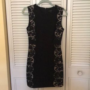 J crew black shift dress, lace detail